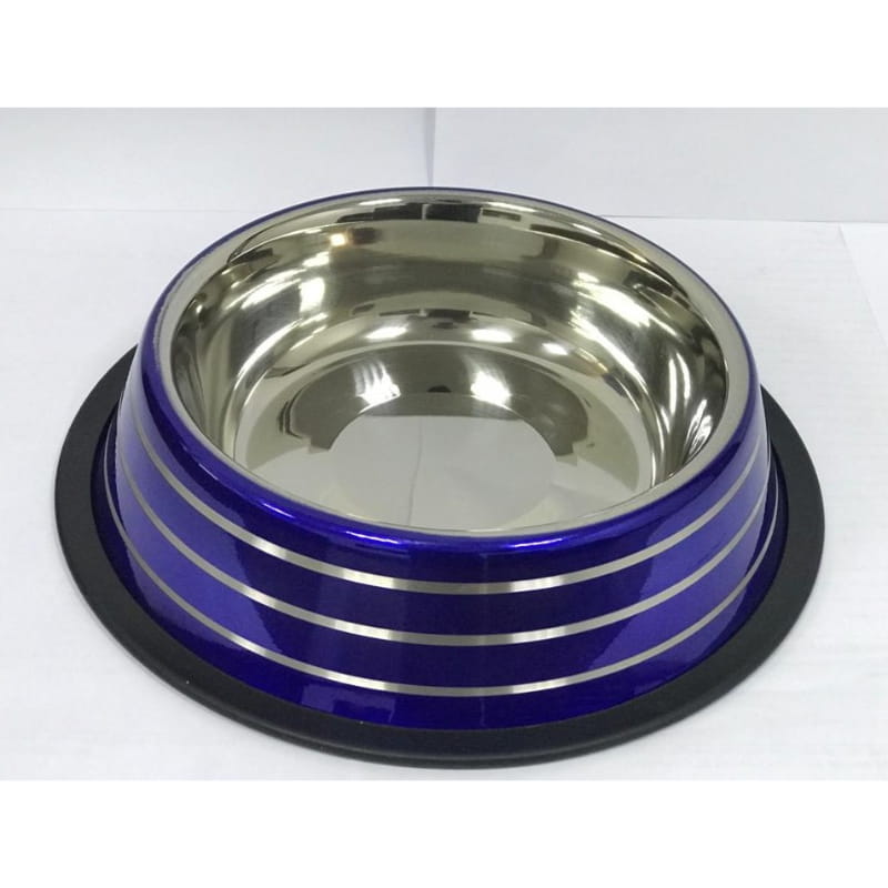 Antiskid Designer T.P. Coloured Dog Bowl with Reverse Silver Lining Blue (17 cm)