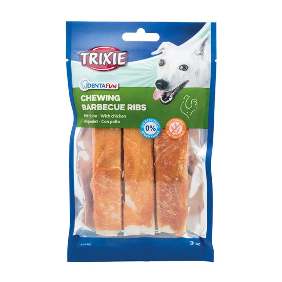 Denta Fun Barbecue Chicken Chewing Ribs Dog Chews 90G