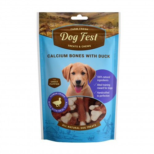 Dog Fest Calcium Bones With Duck For Puppies - 90G (3.17Oz)