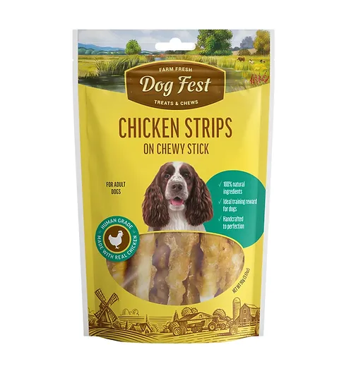 Dog Fest Chicken Strips On A Chewy Stick Treats For Adult Dogs, 90 Gm