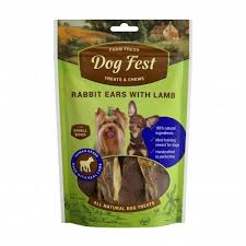 Dog Fest Rabbit Ears With Lamb For Mini-Dogs,Dog Treats - 55G (1.94Oz)