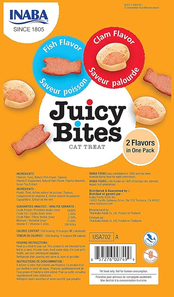 Juicy Bites Fish & Clam Flavor 33,9G /3 Pouches Per Pack