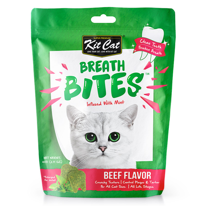 Kit Cat Kitcat Breath Bites Beef Flavor, Green, 60G