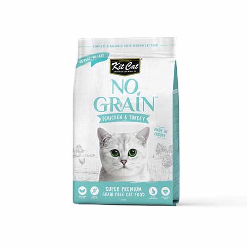 Kit Cat No Grain Chicken & Turkey Super Premium Dry Food 1Kg, Light Blue/White